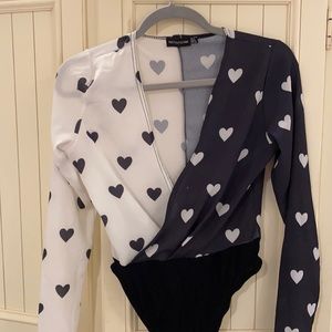 Asos Black and White Heart Bodysuit